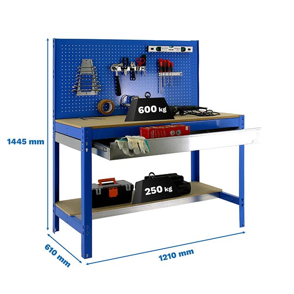 Workbench Simonwork BT2 Box 1200 Blue/Wood - (1445x1210x610)