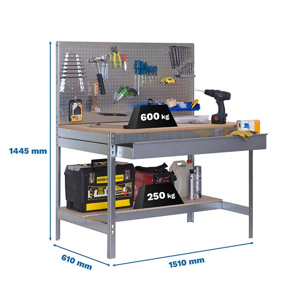 Workbench Simonwork BT2 Box 1500 Galv/Wood - (1445x1510x610)