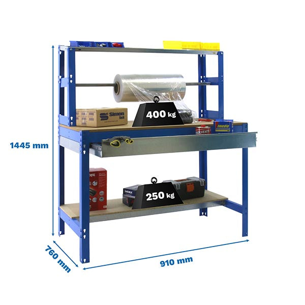 Workbench Simonwork BT4 Box 900 Blue/Wood - (1445x910x760)
