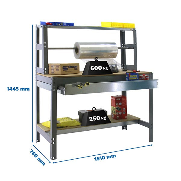 Workbench Simonwork BT4 Box 1500 Grey/Wood - (1445x1510x760)
