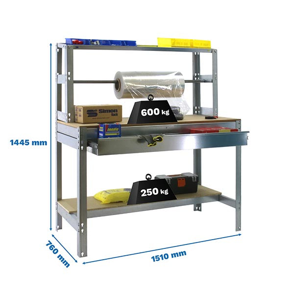 Workbench Simonwork BT4 Box 1500 Galv/Wood - (1445x1510x760)
