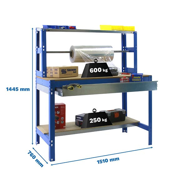 Banco de trabajo Simonwork BT4 Box 1500 Azul/Madera - (1445x1510x760)