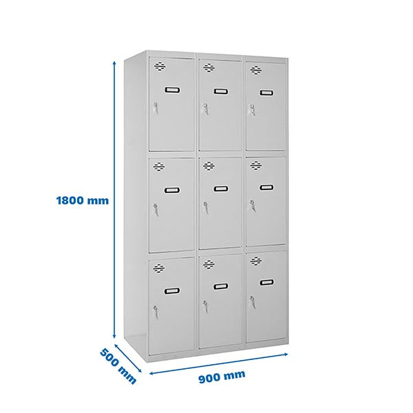 Taquilla Simonlocker Prof.Mon.3 Puertas 3/9 300 (900) Gris - (1800x900x500)