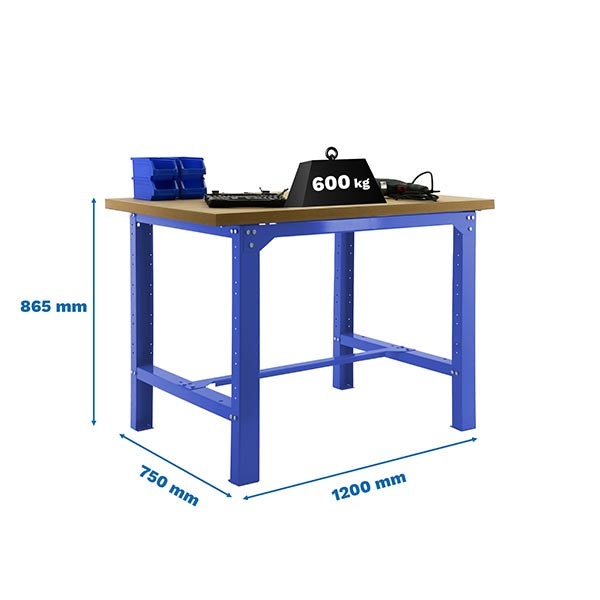 Workbench Simonwork BT6 MDF 1200x750 Blue/Wood - (865x1200x750)