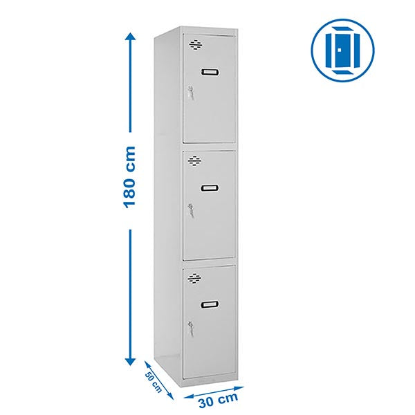 Locker Simonlocker Prof.Dism.3 Door 1/3 300 In Gris - (1800x300x500)