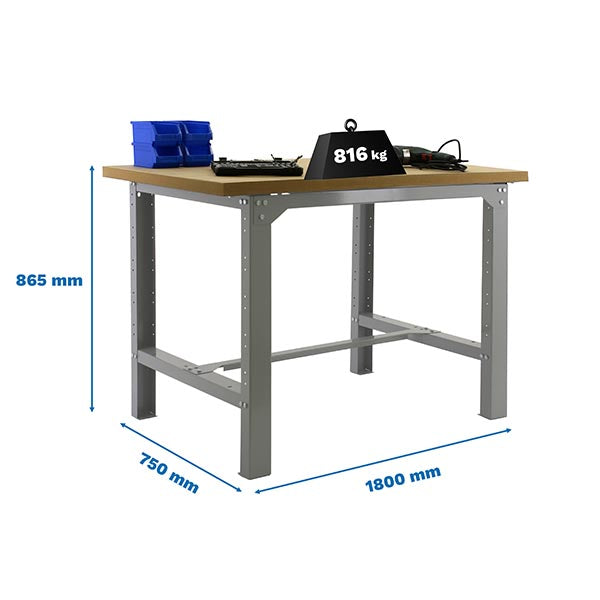 Workbench Simonwork BT6L MDF 1800x750 Grey/Wood - (865x1800x750)