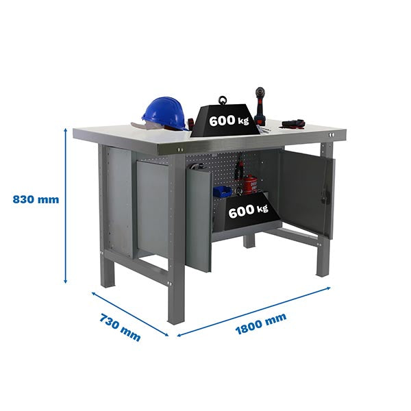 Workbench Simonwork BT6L Metal Cabinet 1800 Gray - (830x1800x730)