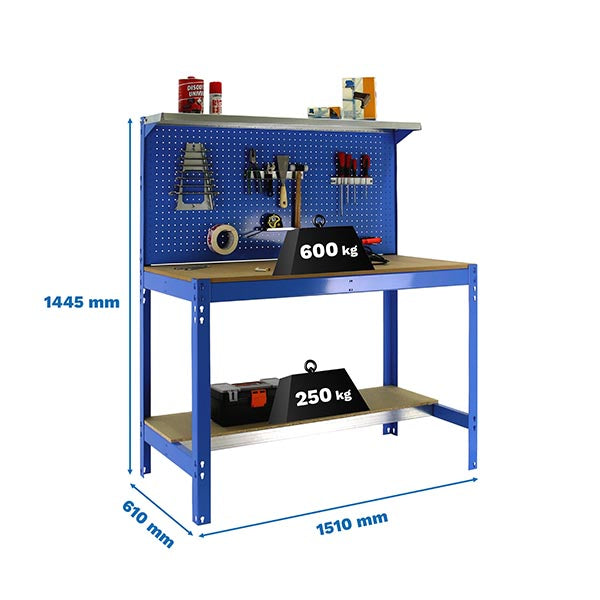 Workbench Simonwork BT3 1500 Blue/Wood - (1445x1510x610)