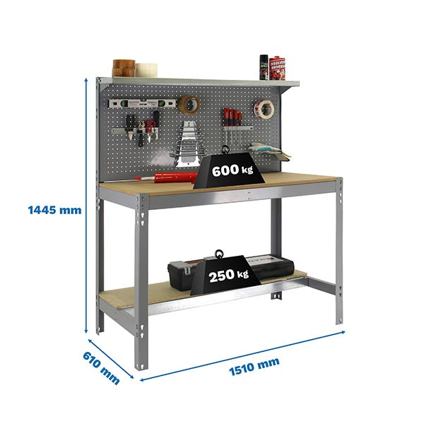 Workbench Simonwork BT3 1500 Grey/Wood - (1445x1510x610)