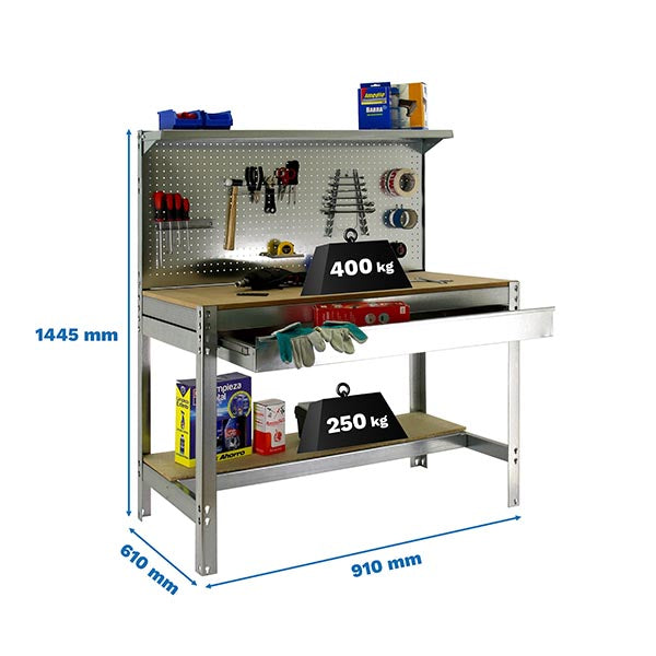 Workbench Simonwork BT3 Box 900 Galv/Wood - (1445x910x610)