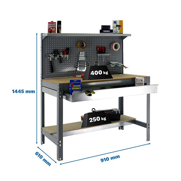Banco de trabajo Simonwork BT3 Box 900 Gris/Madera - (1445x910x610)