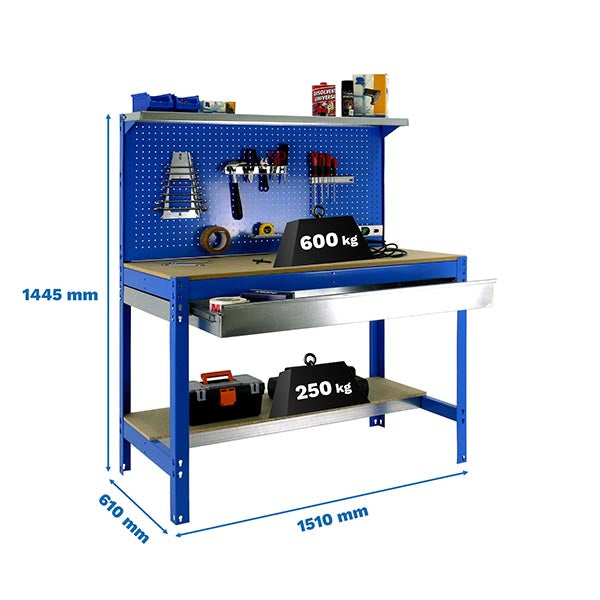 Workbench Simonwork BT3 Box 1500 Blue/Wood - (1445x1510x610)