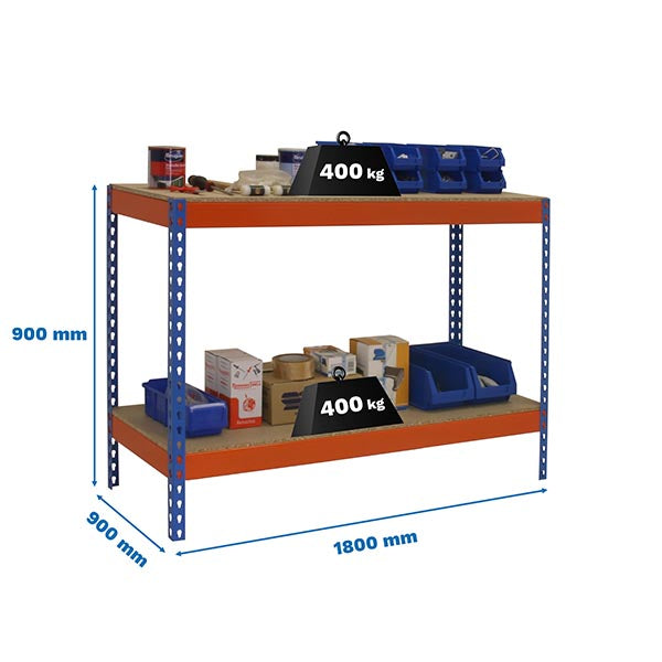 Workbench Simonwork Basic 2 901890-2 Blue/Orange/Wood - (900x1800x900)