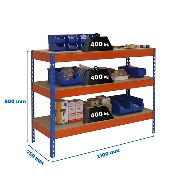 Workbench Simonwork Basic 3 902175-3 Blue/Orange/Wood - (900x2100x750)