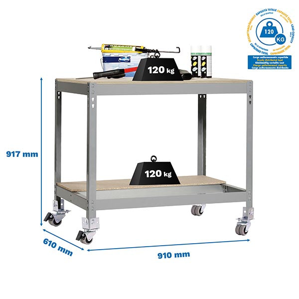 Workbench Simonwork Mobile BT0 900 Grey/Wood - (917x910x610)