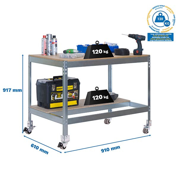 Banco de trabajo Simonwork Mobile BT0 900 Galv/Madera - (917x910x610)