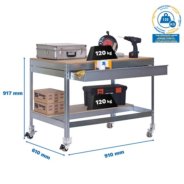 Bancada Simonwork Mobile BT0 Box 900 Galv/Madeira - (917x910x610)