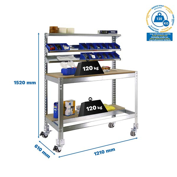 Workbench Simonwork Mobile BT1 1200 Galv/Wood - (1520x1210x610)