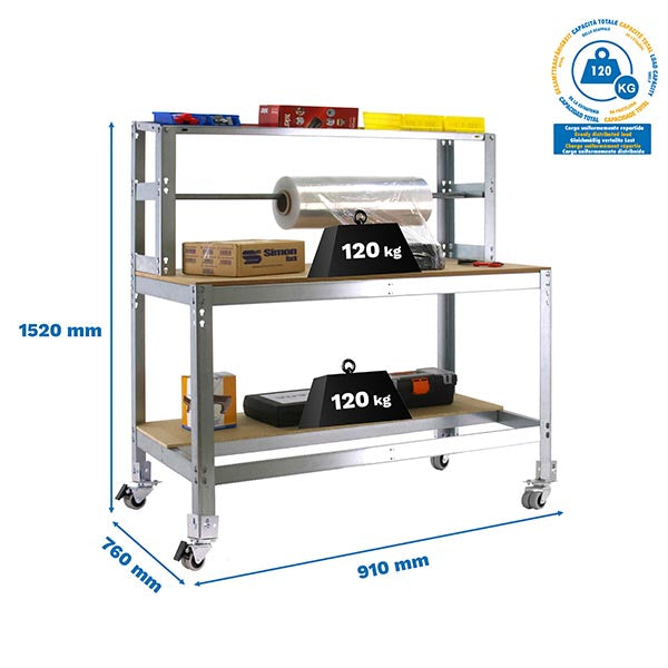 Workbench Simonwork Mobile BT4 900 Galv/Wood - (1520x910x760)