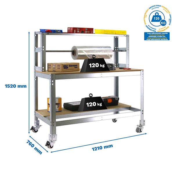 Workbench Simonwork Mobile BT4 1200 Galv/Wood - (1520x1210x760)