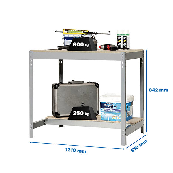 Workbench Simonwork BT0 1200x600 Grey/Wood - (842x1210x610)