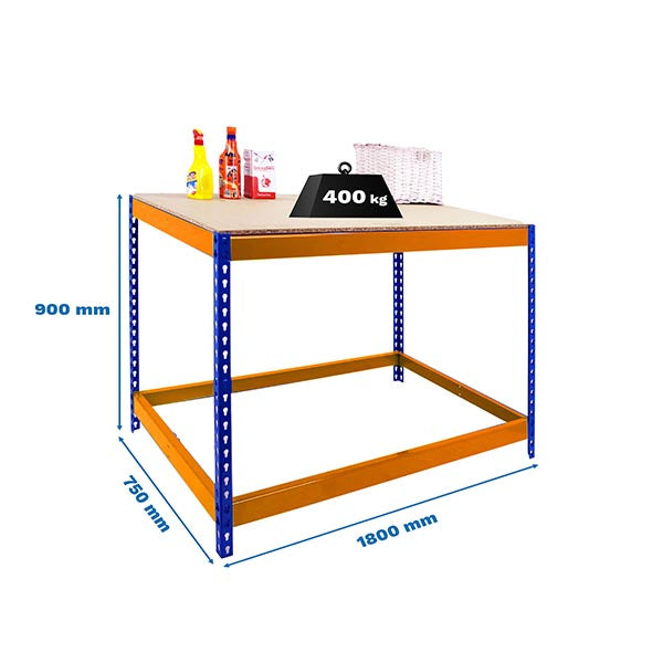 Workbench Simonwork Basic 1 901875-1 Blue/Orange/Wood - (900x1800x750)