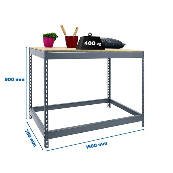 Workbench Simonwork Basic 1 901575-1 Grey/Wood - (900x1500x750)