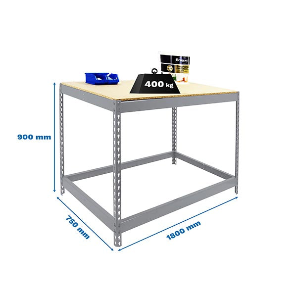 Workbench Simonwork Basic 1 901875-1 Galvanized/Wood - (900x1800x750)