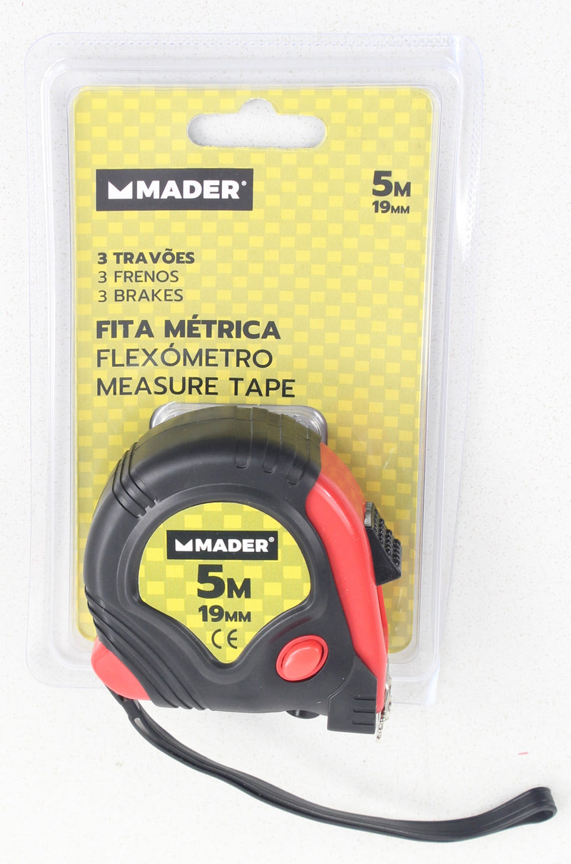 Cinta métrica, 5 mx19 mm, 3 frenos - MADER®