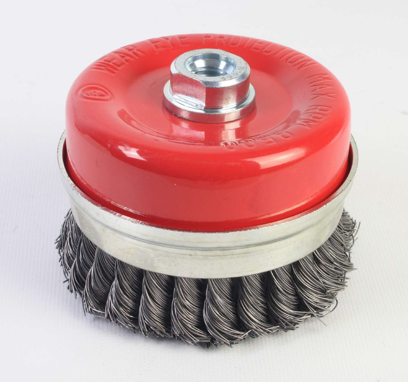 Cepillo, tipo copa, Ø 100 mm, M14, nudo de acero, anilla - SINDEX®