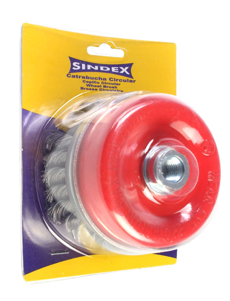 Cepillo, tipo copa, Ø 100 mm, M14, nudo de acero, anilla - SINDEX®