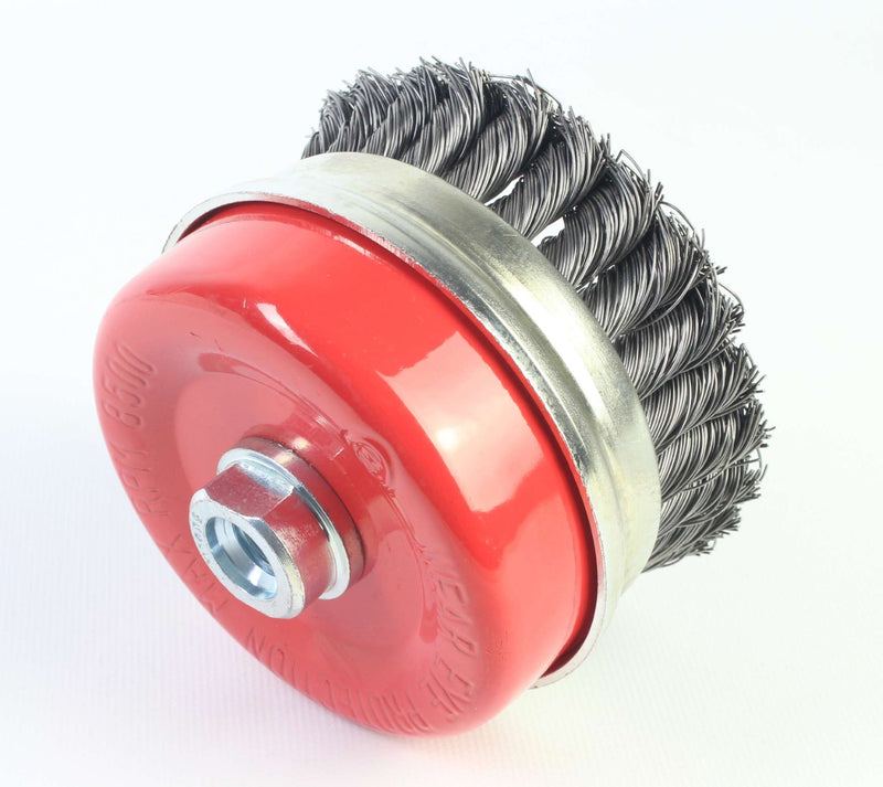Cepillo, tipo copa, Ø 100 mm, M14, nudo de acero, anilla - SINDEX®