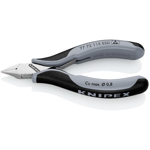 Alicate de corte diagonal eletrónico Knipex (77 72 115 ESD) com junta de encaixe