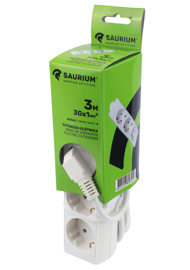 Extensión eléctrica, 3 m, 3G x 1 mm² - SAURIUM®