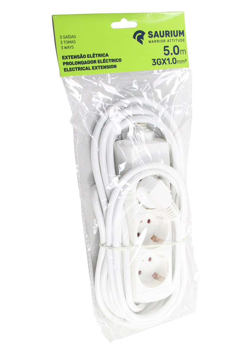 Extensión eléctrica, 5 m, 3G x 1 mm² - SAURIUM®