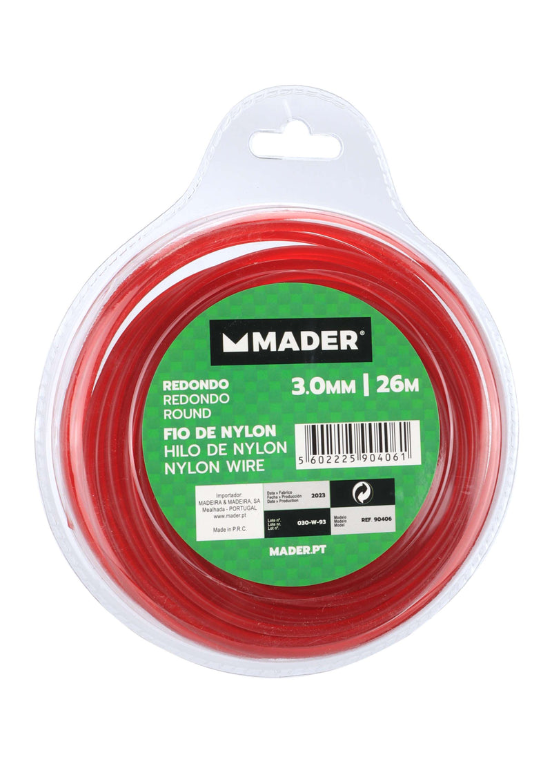 Alambre de nailon, redondo, 3 mm, 26 m - MADER®