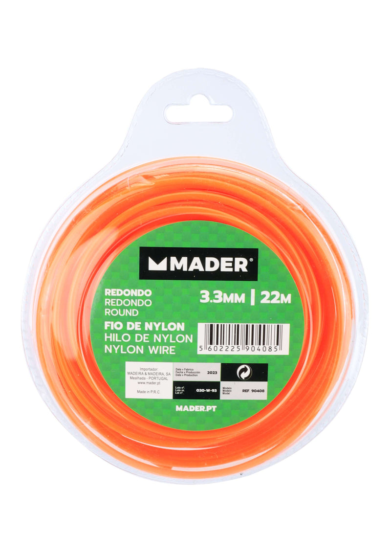 Fio de Nylon Redondo, 3.3mm, 22m