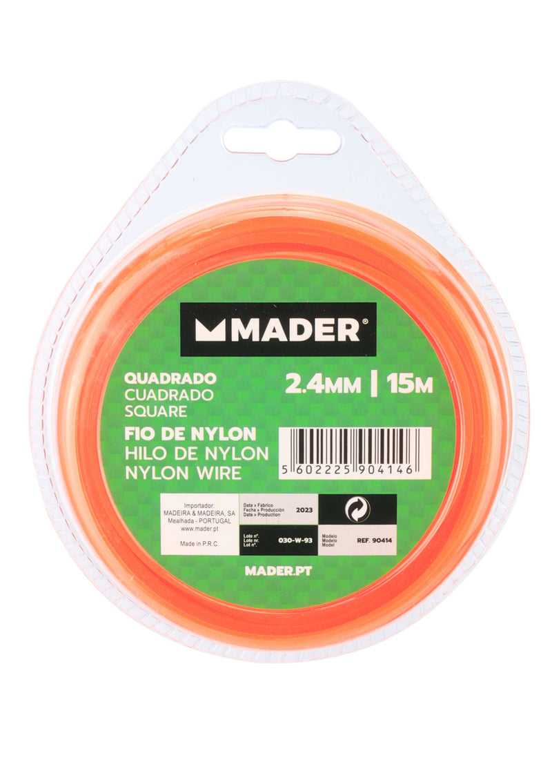 Fio de Nylon Quadrado, 2.4mm, 15m