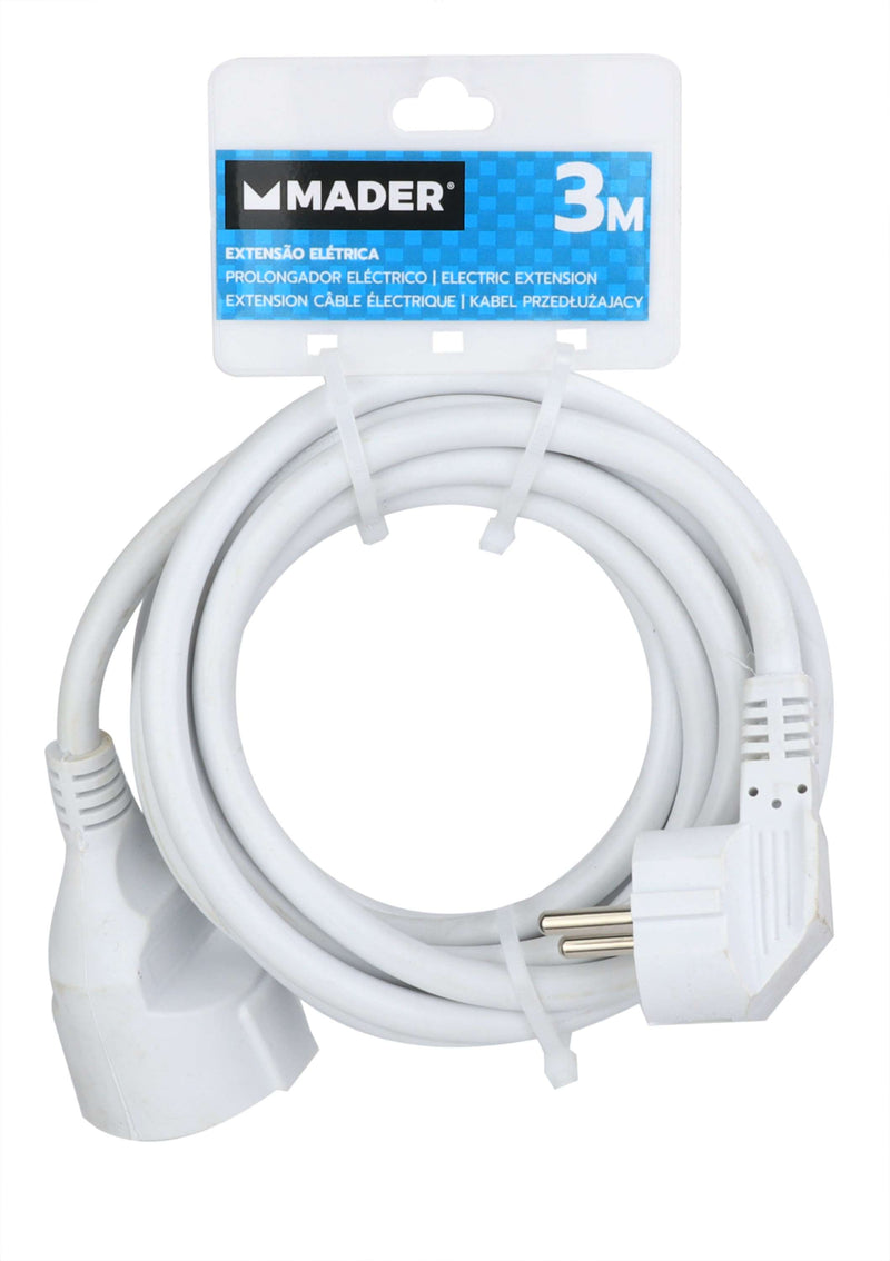 Extensión eléctrica, blanca, 3 m, 3Gx1,5 mm² - MADER®