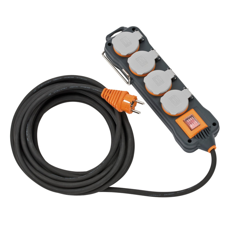 Cabo de extensão Brennenstuhl IP54/Redutor de potência com interruptor, 4 vias (5 m)