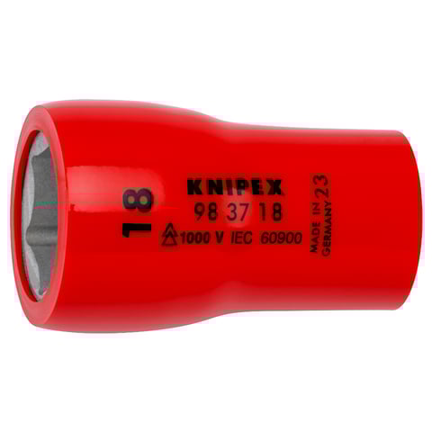 Knipex (98 37 18) Vaso hexagonal para tornillos hexagonales con cuadrado interior de 3/8".
