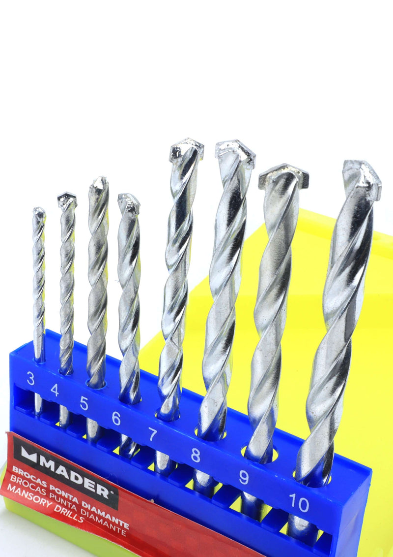 Juego de brocas con punta de diamante para hormigón, 8 unidades - MADER®
