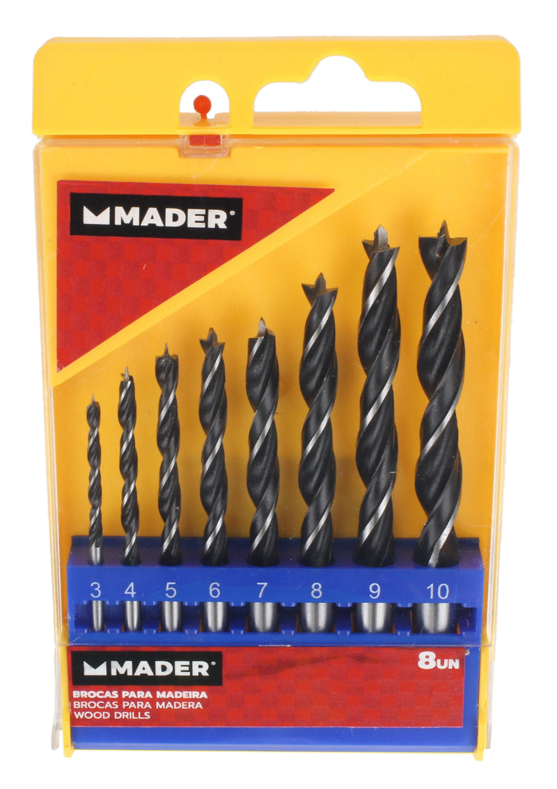 Juego de brocas para madera, acero al carbono, 8Un - MADER®