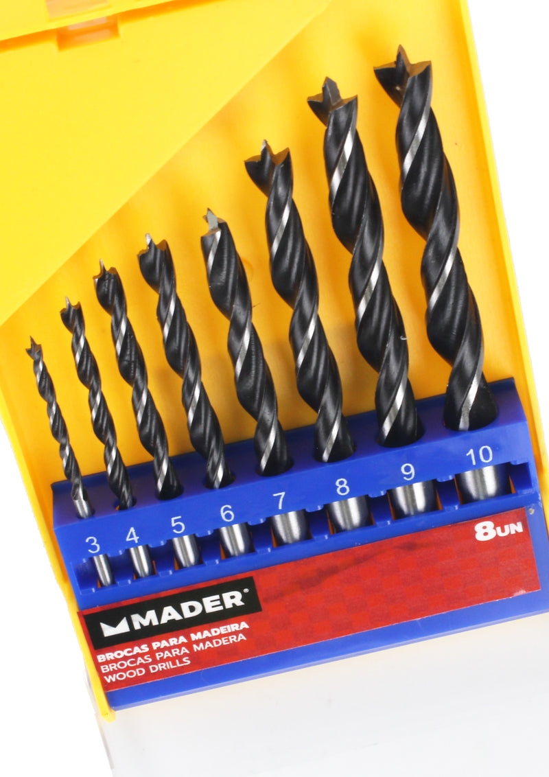 Juego de brocas para madera, acero al carbono, 8Un - MADER®