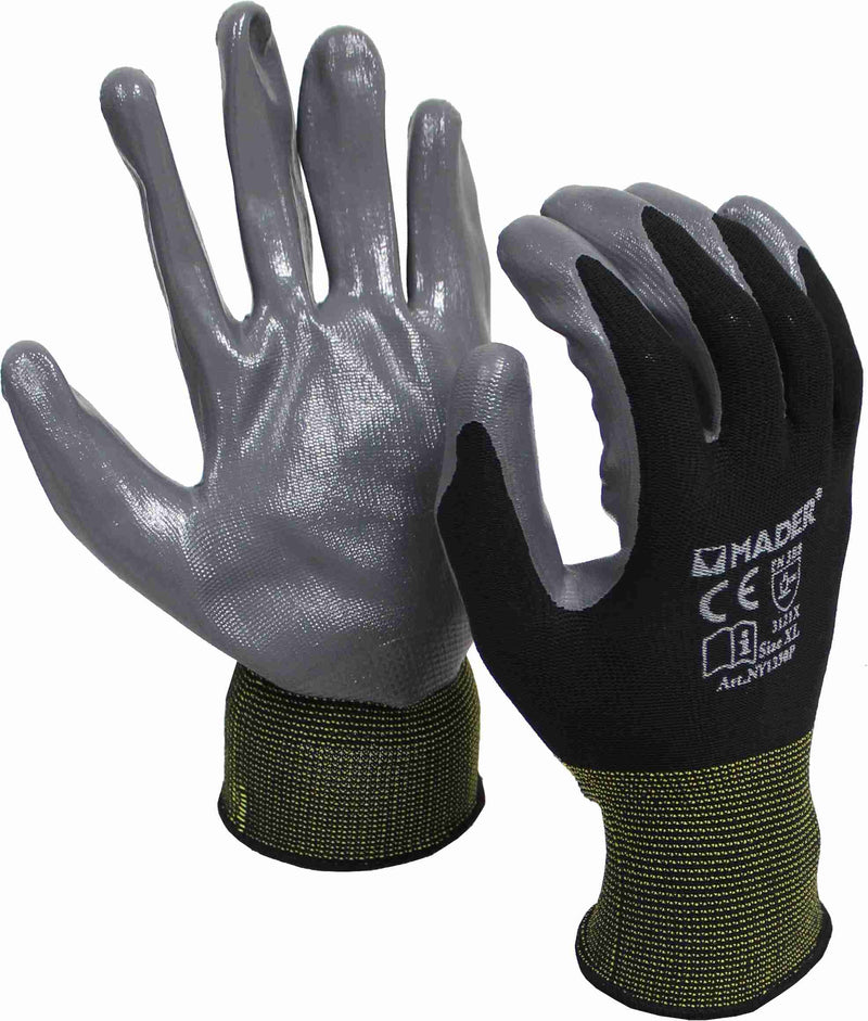 Guantes de protección, poliéster + nitrilo, XL - MADER®