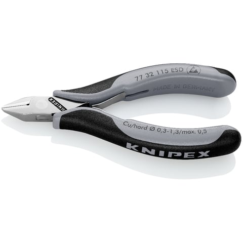 Alicate de corte diagonal eletrónico Knipex (77 32 115 ESD) com junta de encaixe