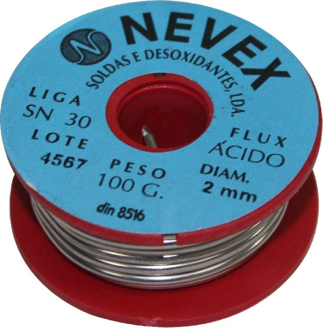 Solda » Estanho com Ácido, Ø2mm, 100g - NEVEX®