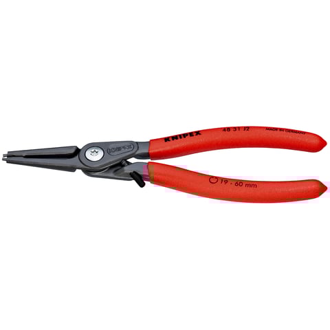 Alicate de precisão para anéis de retenção Knipex (48 31 J2) para anéis de retenção internos em furos. Com proteção contra sobreexpansão.