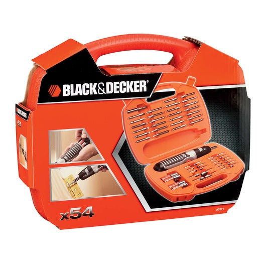 Conjunto de Chaves de Fenda e Aparafusadora Alcalinas Black&Decker (A7071-XJ) (54 peças)