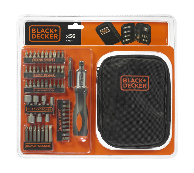 Black&Decker (A7104-XJ) Ratchet Screwdriver, Screwdriving Bits and Nutdriver Set (56 pc)